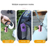 Three methods shown for using reusable dog poop bags: hanging the retractor, using a pet bag, and using a lanyard.