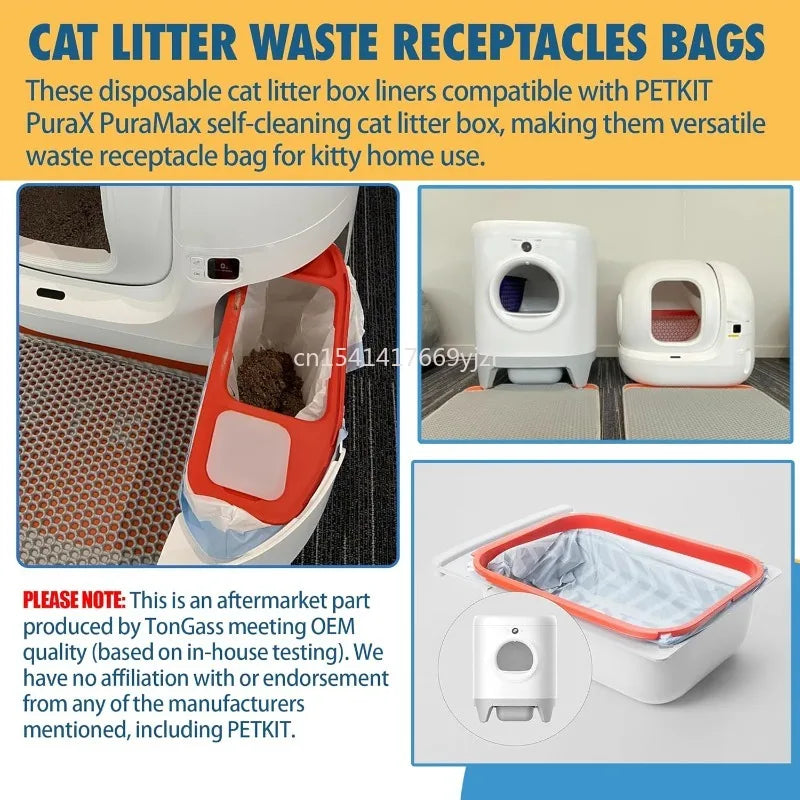 Sacs de déchets pour litière de chat, compatibles avec les litières auto-nettoyantes PETKIT PuraX et PuraMax