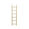 A wooden bird ladder with hooks for climbing and perching.
