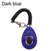 Dunkelblaue, verstellbare Hundetrainer-Klicker mit schwarzem Spiralgurt und Metallclip.