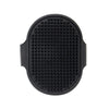 Black soft rubber pet grooming brush with textured silicone bristles