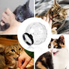 A collage showing a cat wearing a breathable muzzle hood, demonstrating its use for grooming and post-surgery protection.