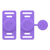 A purple silicone airtag holder designed to attach to a pet collar.
