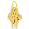Yellow dog sanitary pants with shoulder straps featuring a nature-themed print.