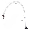 Diagram showing the size details of an interactive cat teaser wand, including a 75cm arc and various component lengths.