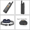 A black electric dog training collar with a remote control and a Type-C charger port.