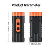 Black and orange dual head ultrasonic dog repeller device shown with dimensions.
