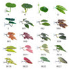 Collection de feuilles de lotus simulées pour poissons combattants, avec différentes formes de feuilles vertes et brun-roux.