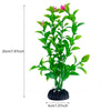 Plante aquatique artificielle verte éclatante avec des fleurs roses, dans un pot noir.