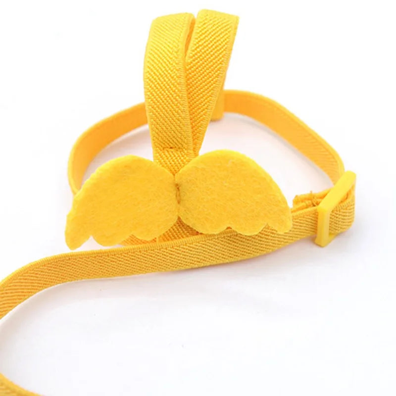 Yellow parrot bird harness and leash set with padded grips