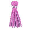 A bright pink, squishy plush toy shaped like a tentacle for dogs and cats.