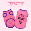 Pink dog shirt set with purple trim featuring the text Fur Baby and a heart design