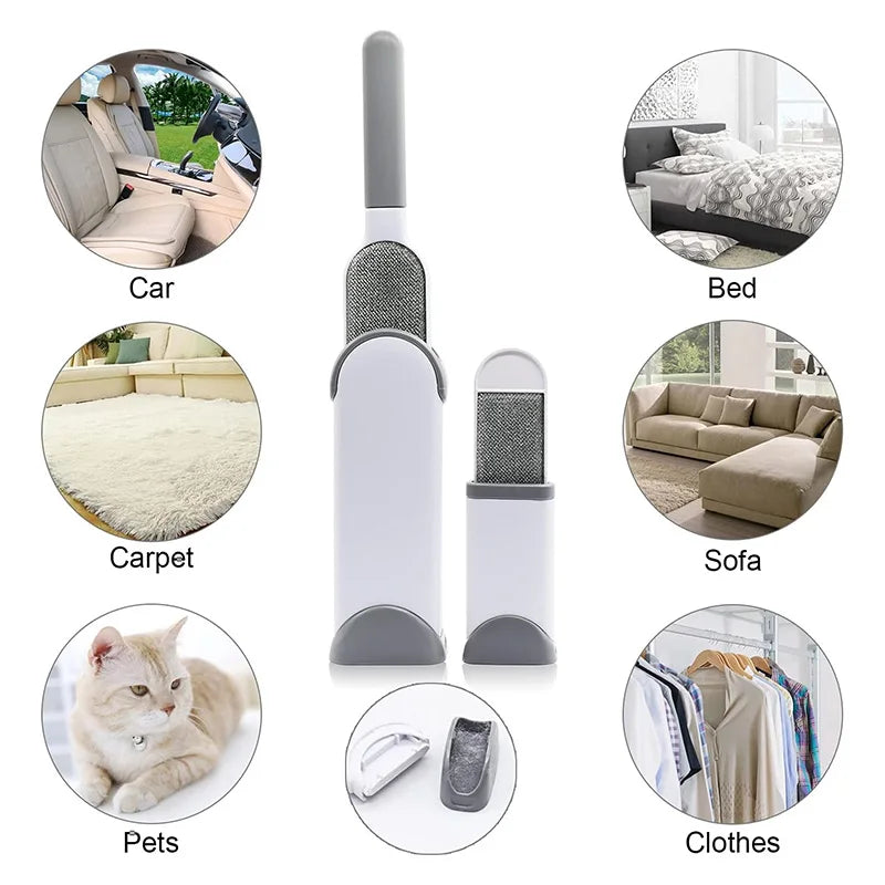 A set of reusable lint remover brushes for car, bed, carpet, sofa, pets, and clothes.