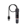 A black USB mini aquarium heater with a coiled wire and a cylindrical body is shown.