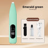 Emerald green low noise electric pet hair trimmer with cleaning brush lubricating oil and USB charging cable in a standard pa