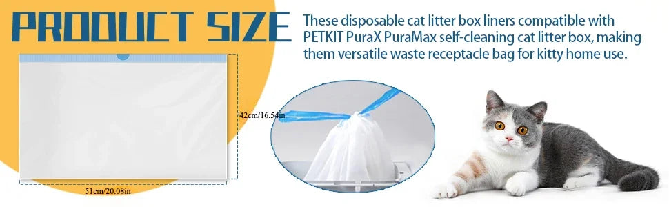 Paniers jetables pour litières de chat blancs montrés à côté d'un chat.
