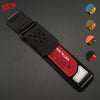 A black nylon sport band for a Huawei watch, shown with various color options.