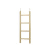 A wooden bird ladder with hooks for climbing and perching.