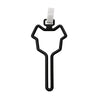 Black hands-free dog poop bag dispenser with a white leash clip.