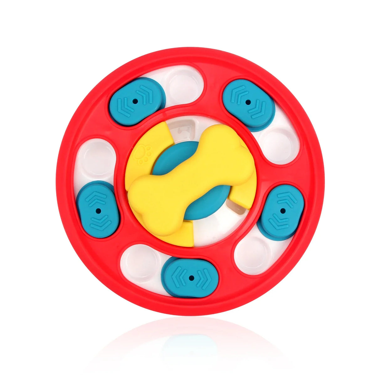 Red slow feeder bowl with multiple silicone inserts for dogs and cats