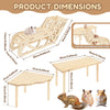 A natural wood hamster climbing and exercise set shown with various components including a wooden ramp and a small wooden tab