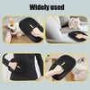 Reusable pet hair cleaning gloves shown being used on a dog and a cat.