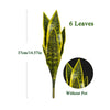 A vertical image of a six-leaved artificial snake plant in green and yellow tiger stripes, measuring 37cm/14.57in.