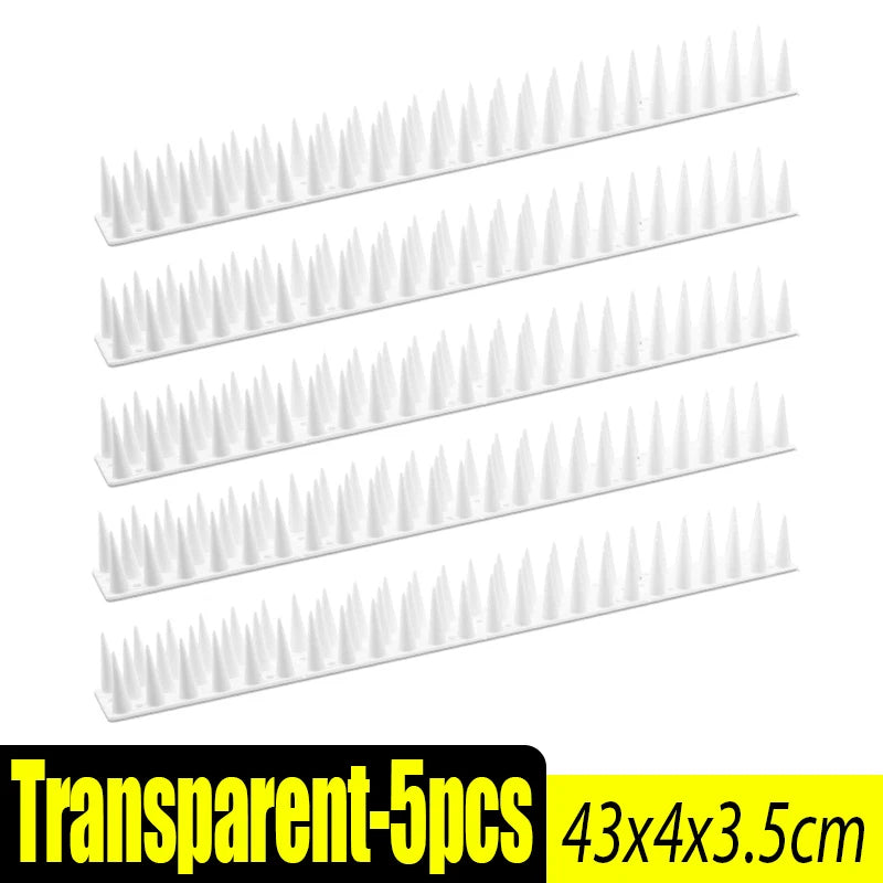 Transparent 5-piece set of bendable outdoor bird and pest repellent spikes