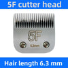 A close-up view of a 5F cutter head with 6.3mm hair length and mounting screws.
