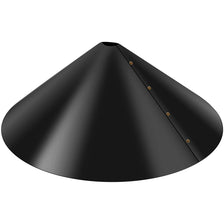 A black, conical baffle guard for squirrel proofing.
