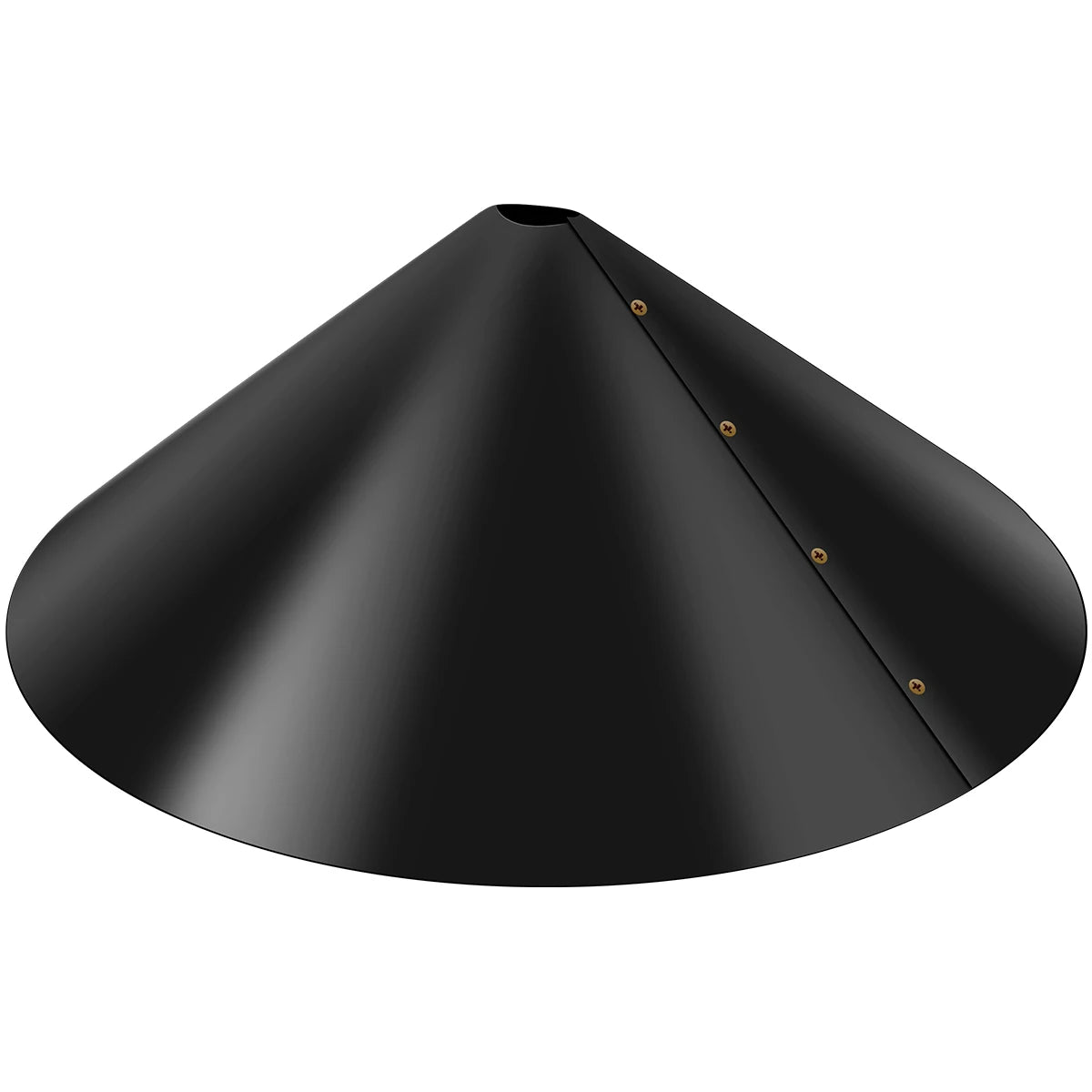 A black, conical baffle guard for squirrel proofing.
