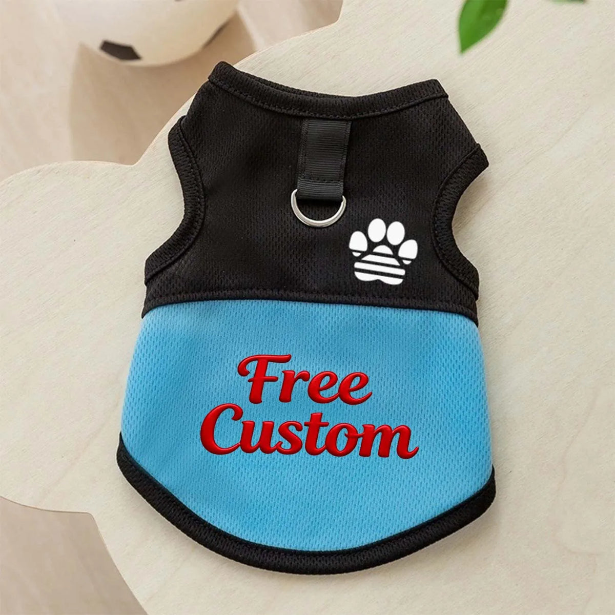 Arnés de malla transpirable negro y azul para perros y gatos