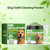A box and jar of Yegbong Dental Powder for dogs with green leaves in a natural setting.