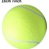 Une balle de tennis jaune néon vif avec une couture blanche, mesurant 18 cm (7 pouces).