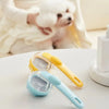 A long-handled silicone pet bathing brush for dogs and cats is shown on a white surface.