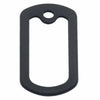 Black silicone dog tag protector muffler with a loop for attachment.