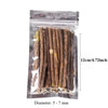 A package containing natural herbal cat chew sticks with a diameter of 5 to 7 mm.