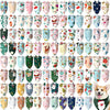 A pack of 100 dog bandanas featuring various holiday and party themed donut prints.