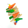 Handwoven natural vine bird and pet swing toy featuring orange and green elements