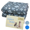 A 2-pack of washable puppy pads featuring a gray and white paw print pattern.
