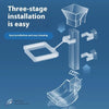 Diagram showing the three-stage installation process of a secure suction cup for fish food dispensing.