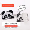 Self-adhesive panda patch for clothing and DIY projects showing how to tear off the back paper and paste it directly
