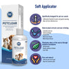 زجاجة قطرات أذن ناعمة من PetClear للحيوانات الأليفة مع العبوة والنص الوصفي