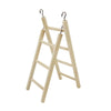 A wooden bird ladder with hooks designed for climbing and perching.