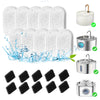 Set of replacement filters for 2.2L pet water fountains, including silicone and carbon filters.