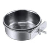 Stainless steel clamp-on pet feeding bowl for bird cages