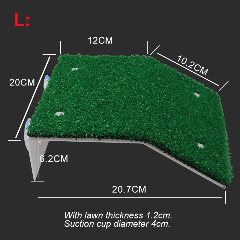 Plateforme de bain vert pour tortue avec ventouse et pelouse de 1,2 cm d'épaisseur pour habitat de reptile.