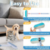 A step-by-step guide showing how to use a 4-in-1 pet hair remover brush for pet hair removal.