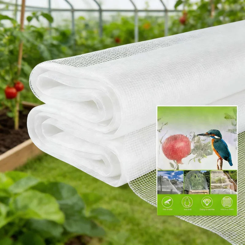 Rollen weißes feines Netz zum Schutz und Stützen von Pflanzen im Garten