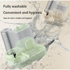A fully washable 2-in-1 automatic pet water and food feeder is shown being washed under running water.